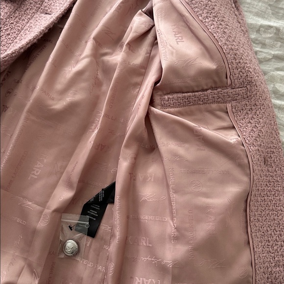 Women's Karl Lagerfeld Pink Tweed Coat - Picture 4 of 7